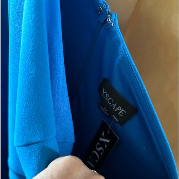 XSCAPE Womens Blue Hi-lo Hem Sleeveless Maxi Evening Body Con Dress 10 NWT - Picture 3 of 7